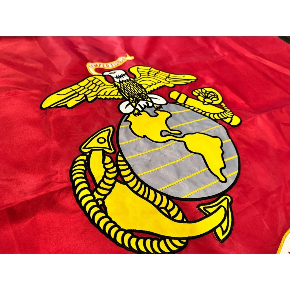 USMC Flag United States Marine Corps Embroidered Eagle Globe Anchor Red Flag 3x5